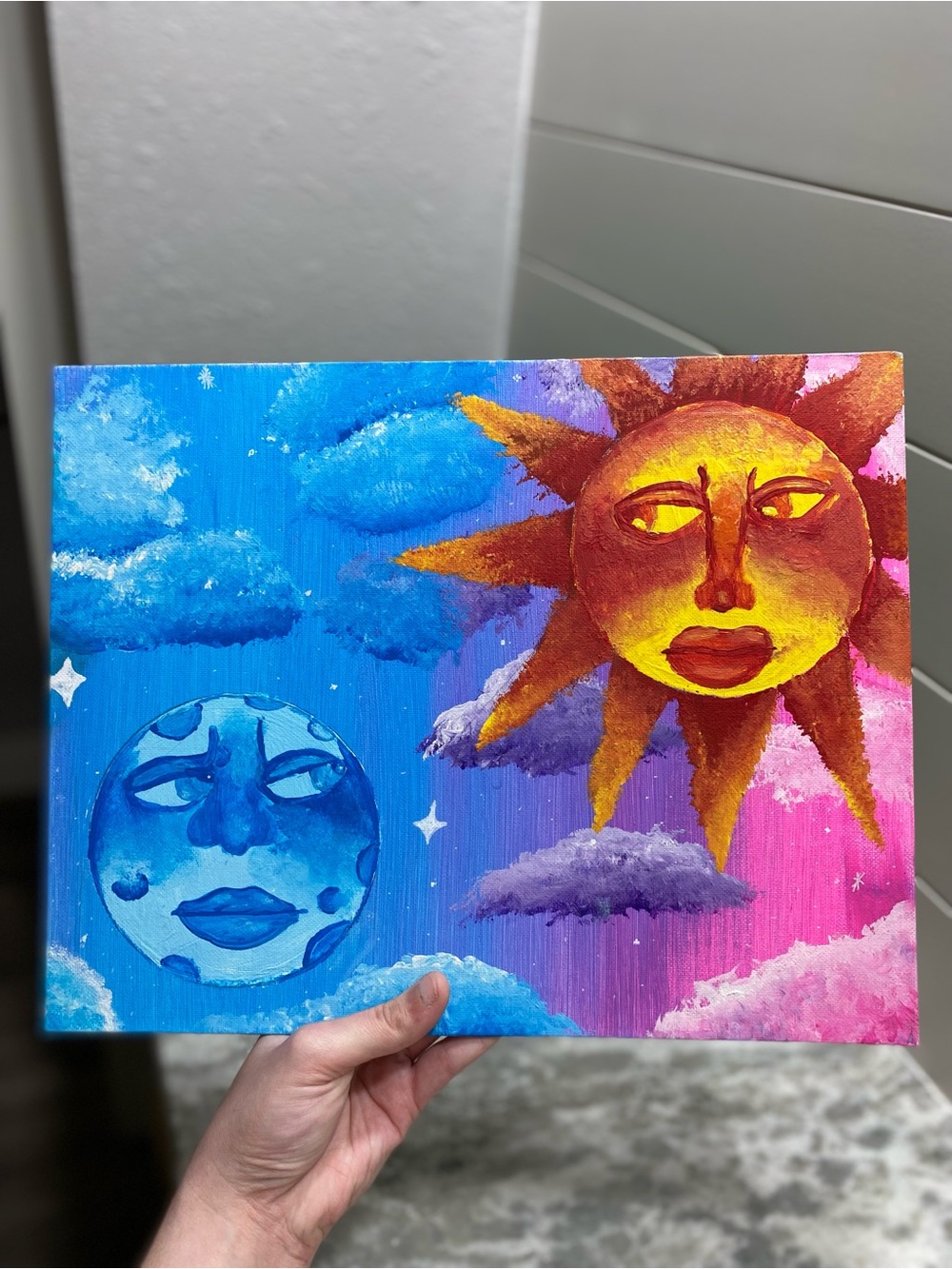 Vibrant Sun and Moon Canvas Board Art - Picture 3 of 5
